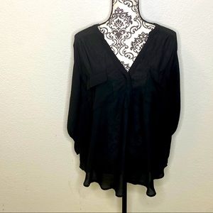 Torrid chiffon blouse black 3/4 sleeves
